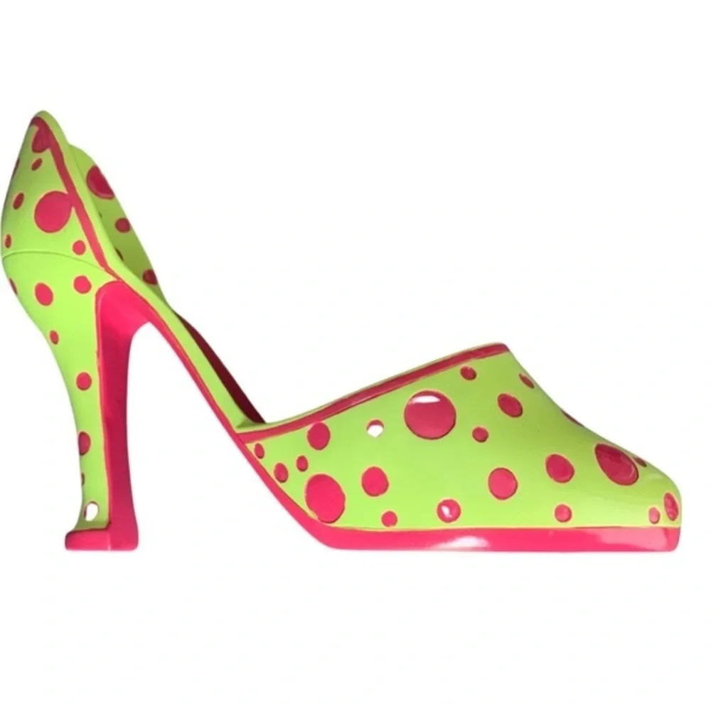 EVERGREEN Green & Pink Polka Dot Polystone Resin Wine Holder